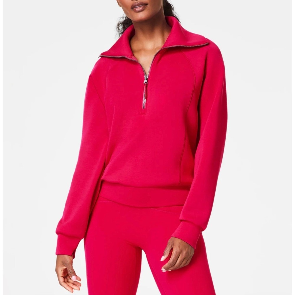 Spanx AirEssentials Jacket Half Zip Fuchsia Pink XS Pullover NEW